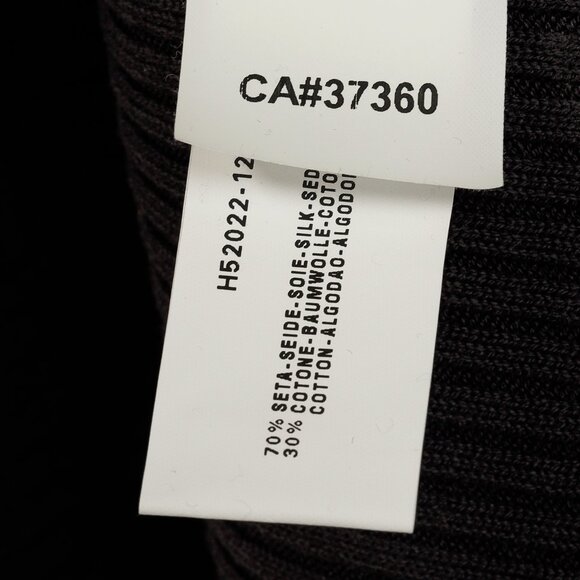 Armani Collezioni Brownish-Grey Ribbed Silk-Blend Knit 1/2-Zip Pullover - Picture 9 of 11